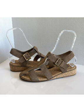 Kelsi Dagger Brooklyn Delux Sandals Women's 11 Brown Suede Comfort Buckle Cork